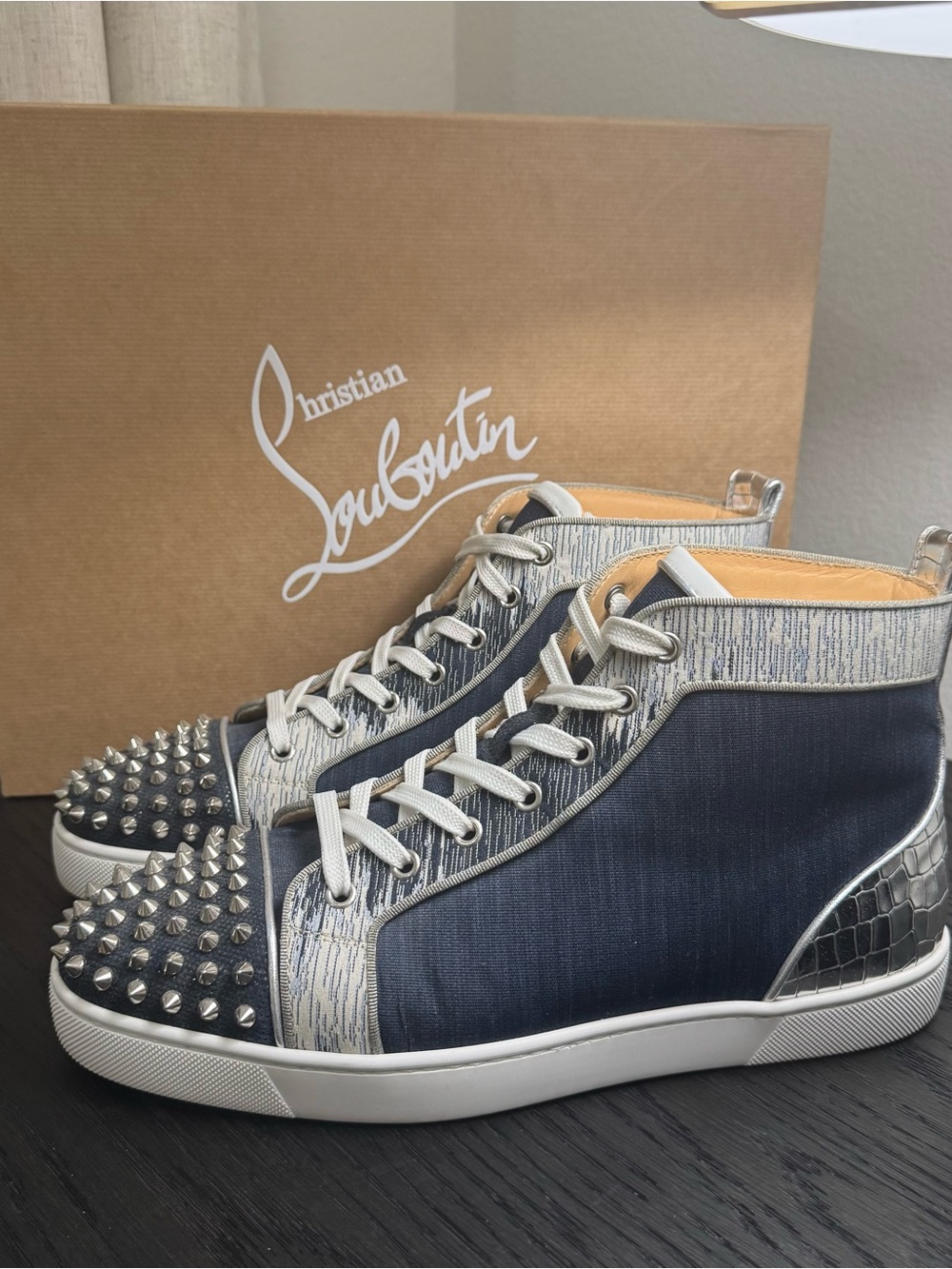 Christian Louboutin Lou Spikes Orlato High-Top Version Marine 43